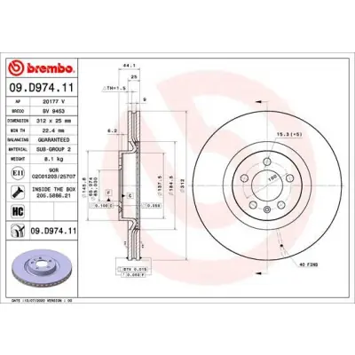 Solo Por Tiempo Limitado Disco de freno BREMBO 09.D974.11